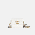 19 Cardholder on Chain - White Lambskin | Gold & Ruthenium Hardware