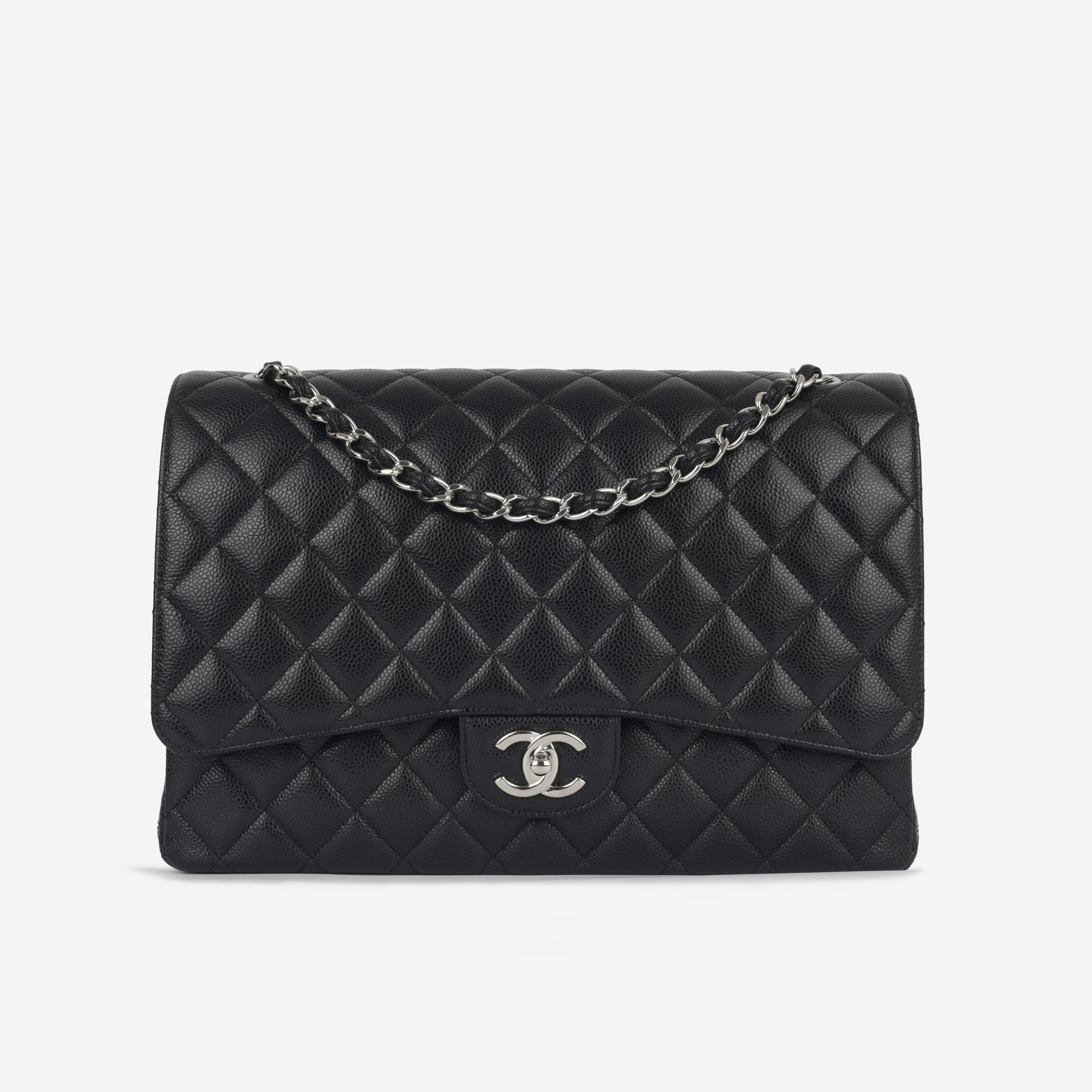 Chanel Classic Maxi Double Flap - Black Caviar | Silver Hardware (2023)