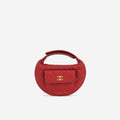 Chanel Half Moon Clutch Bag - Red Caviar | Gold Hardware
