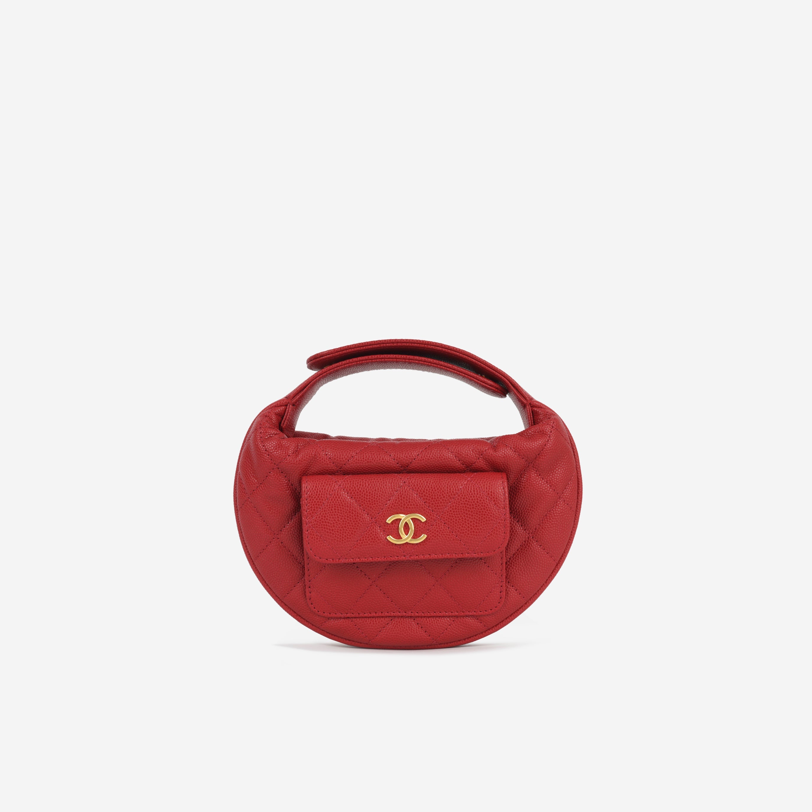 Chanel Half Moon Clutch Bag - Red Caviar | Gold Hardware