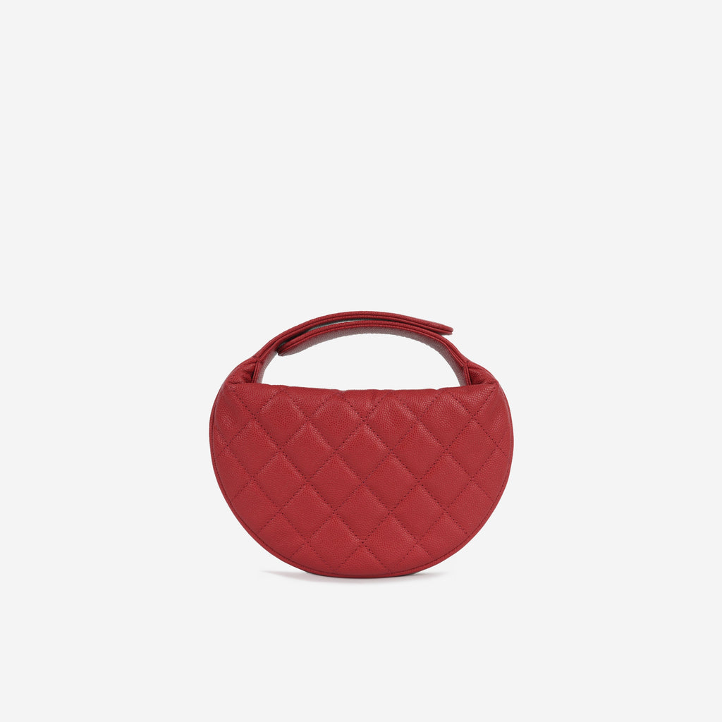 Chanel Half Moon Clutch Bag - Red Caviar | Gold Hardware