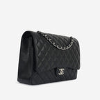 Chanel Classic Maxi Double Flap - Black Caviar | Silver Hardware (2023)