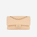 Chanel Medium Chevron Flap - Blush Beige Matte Caviar