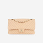 Chanel Medium Chevron Flap - Blush Beige Matte Caviar