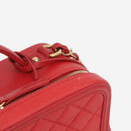Chanel Large CC Filigree Vanity Case - Red Caviar | Gold Hardware