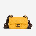Chanel Mini Square Wenge Wood - Yellow Lambskin | Gold Hardware