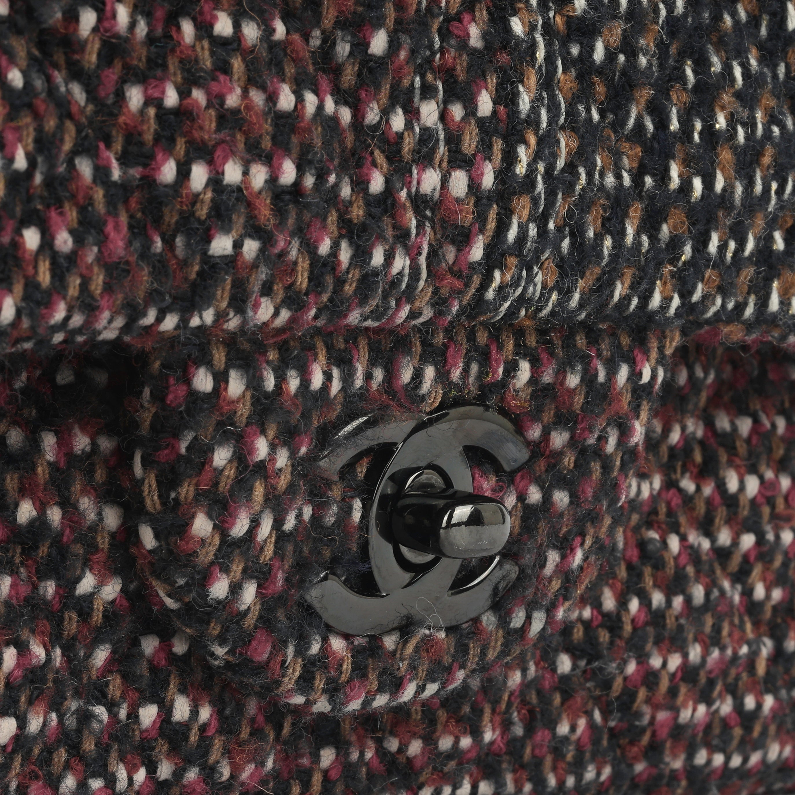 Chanel Medium Classic Flap - Red / Navy Tweed | Black Hardware