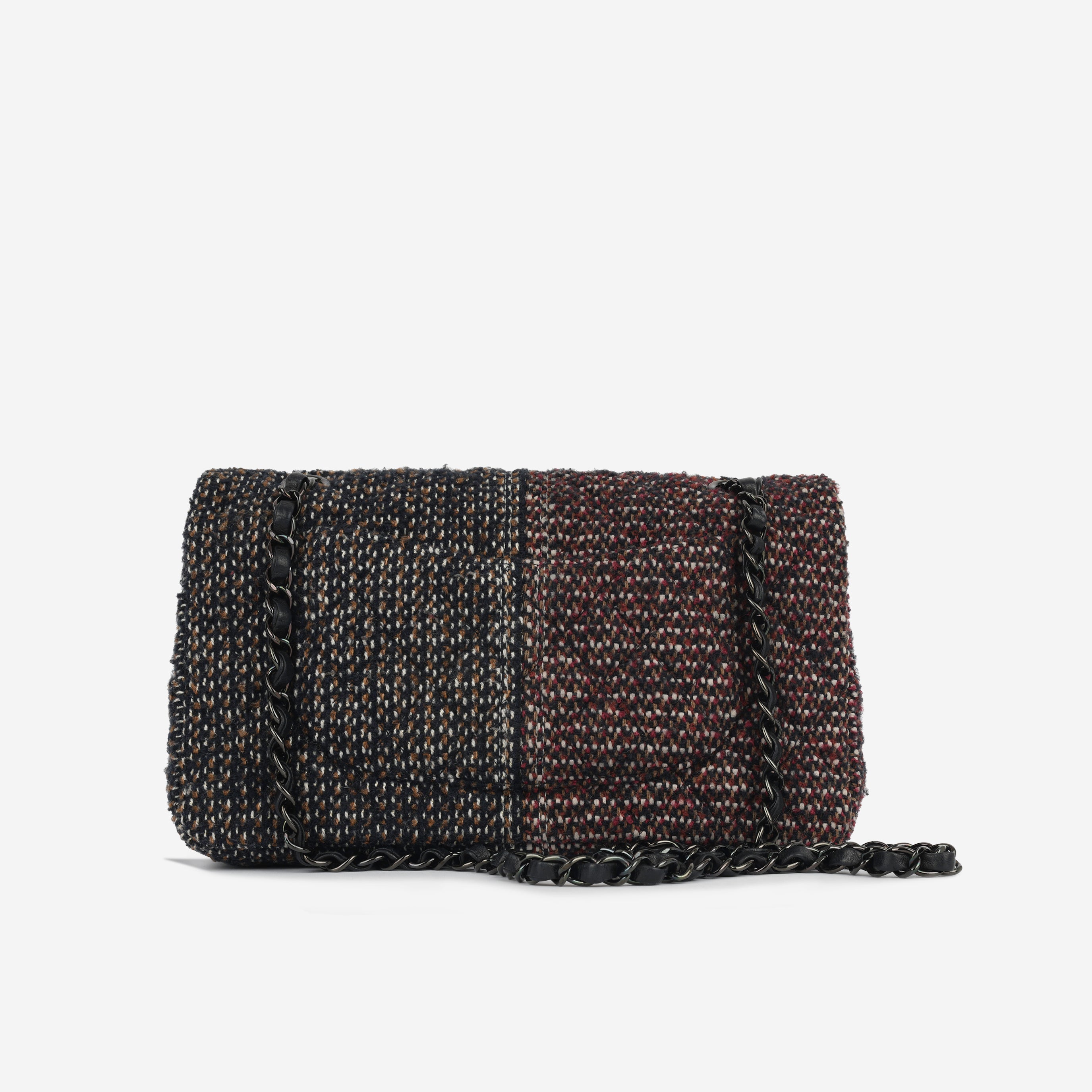 Chanel Medium Classic Flap - Red / Navy Tweed | Black Hardware