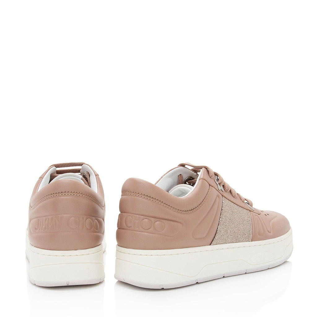 Jimmy Choo Calfskin Glitter Hawaii Sneakers - Size 7 / 37 (SHF-urHQPt)