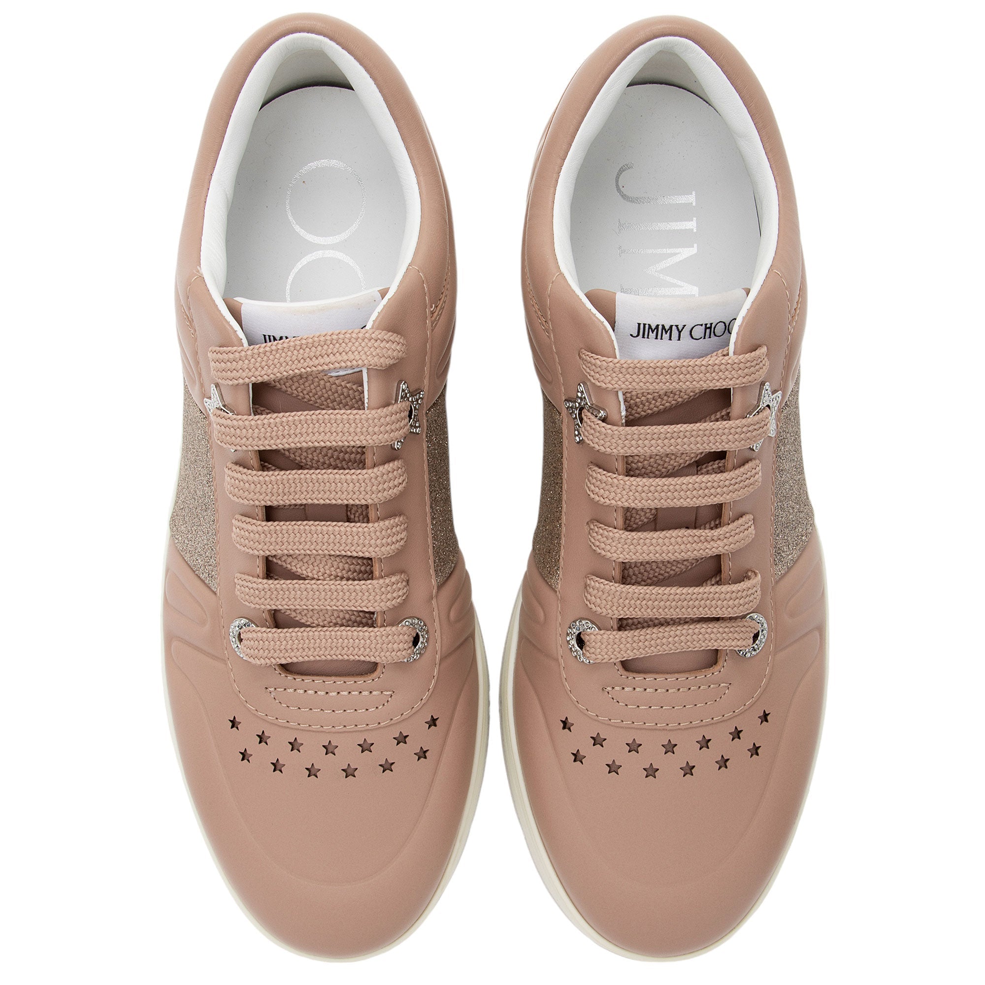 Jimmy Choo Calfskin Glitter Hawaii Sneakers - Size 7 / 37 (SHF-urHQPt)