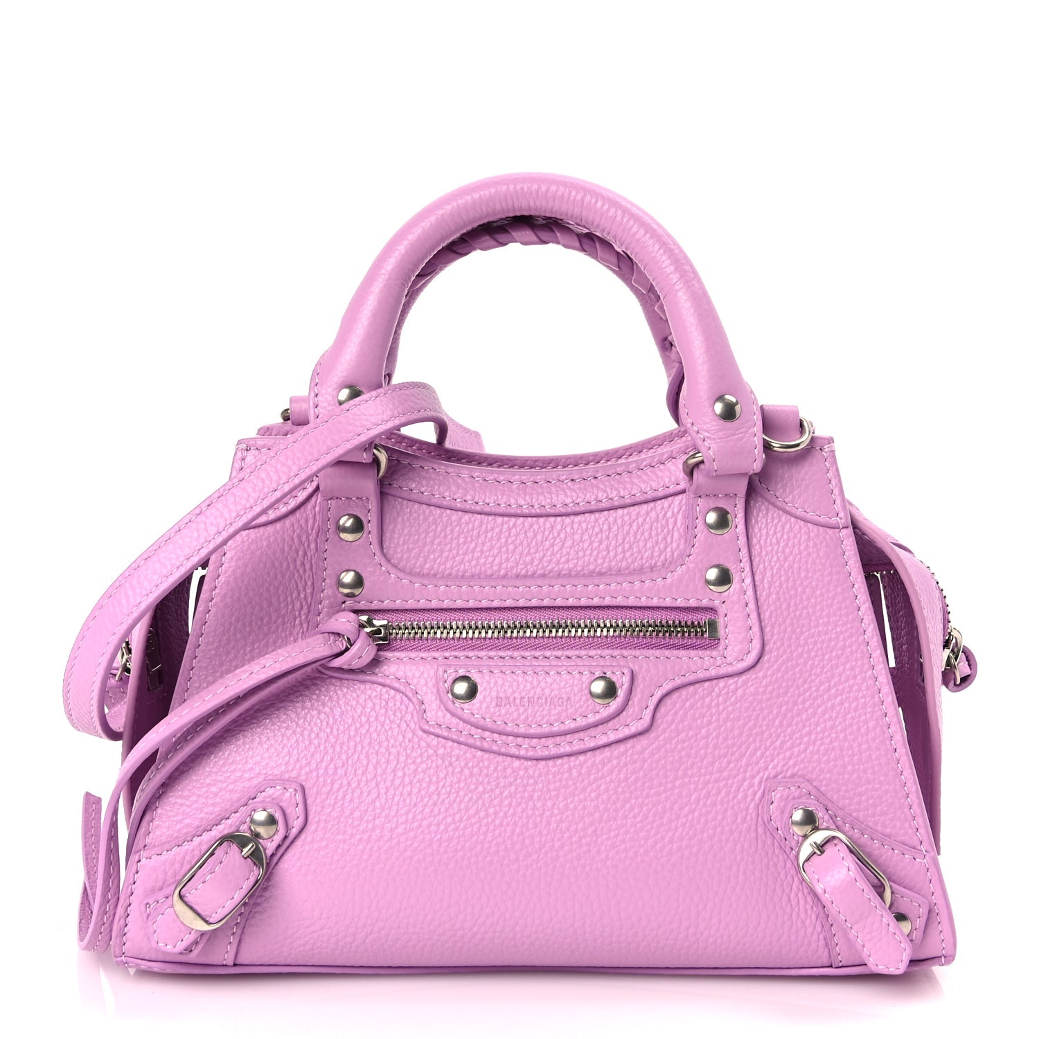 Balenciaga Grained Calfskin Neo Classic Silver Hardware Mini City Lilac