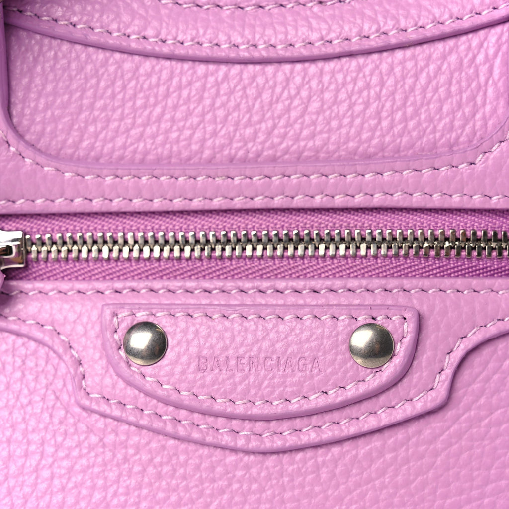 Balenciaga Grained Calfskin Neo Classic Silver Hardware Mini City Lilac
