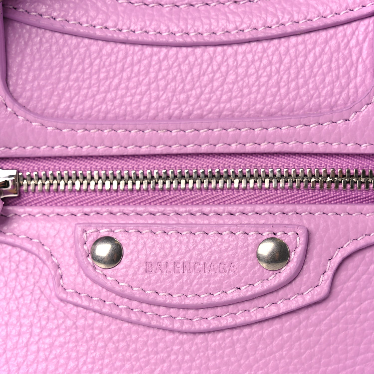 Balenciaga Grained Calfskin Neo Classic Silver Hardware Mini City Lilac
