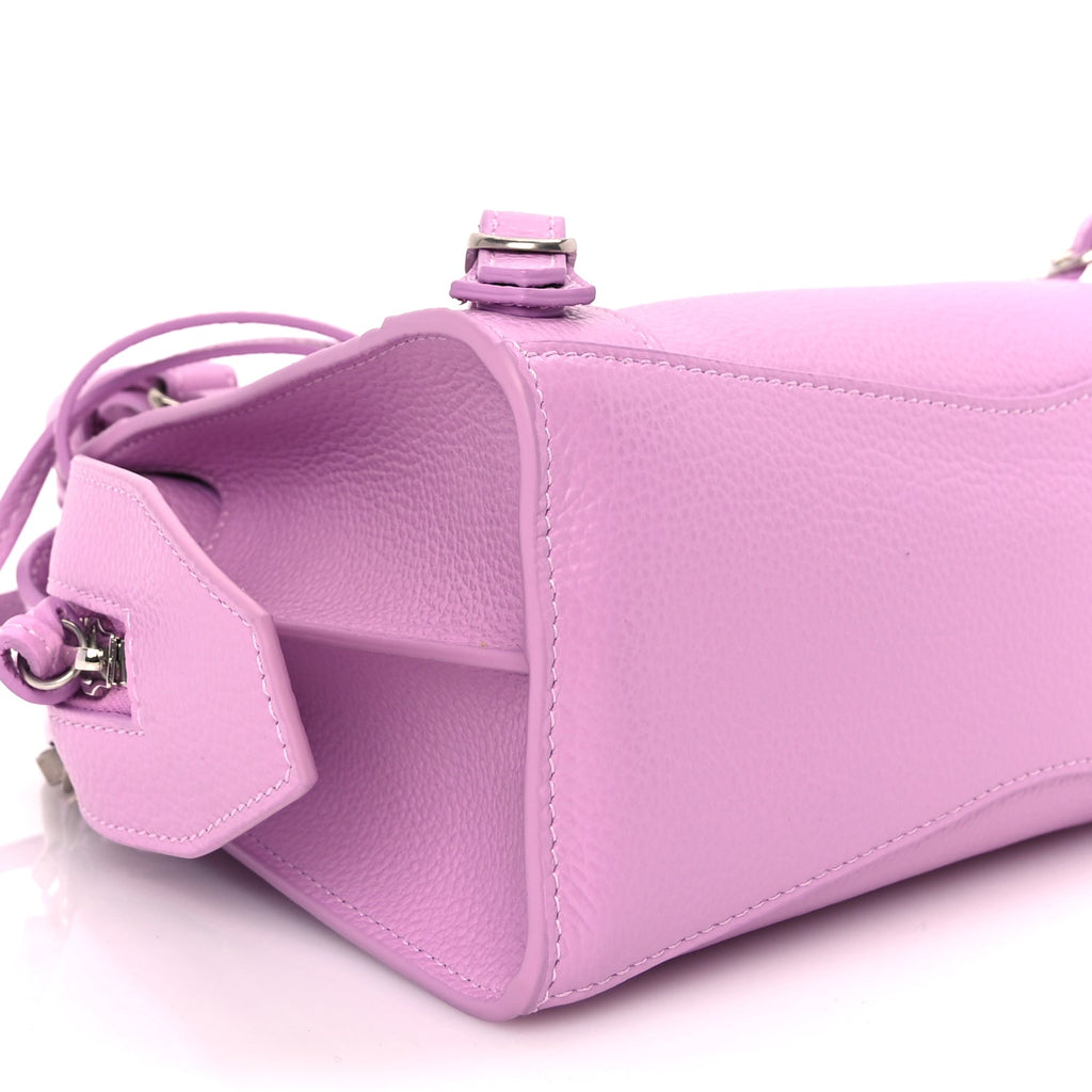 Balenciaga Grained Calfskin Neo Classic Silver Hardware Mini City Lilac