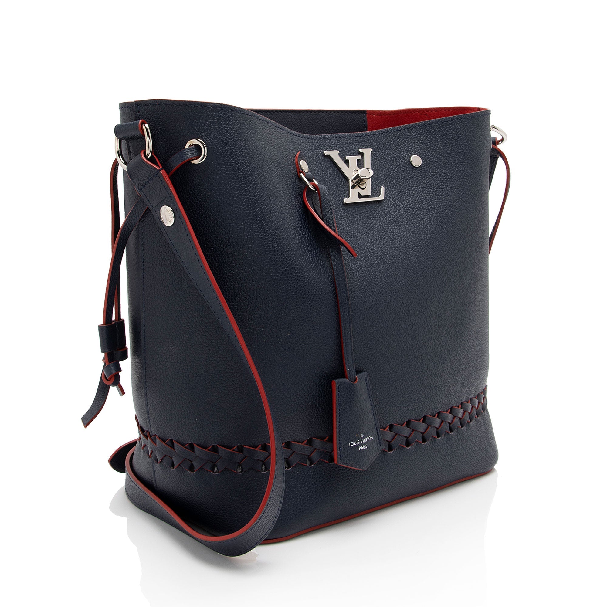 Louis Vuitton Calfskin Braided Lockme Bucket Bag (SHF-bMf3Q3)