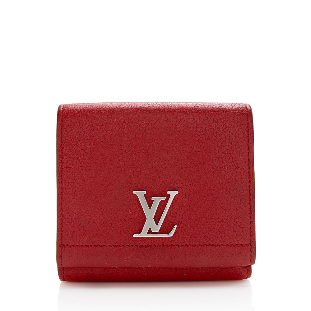 Louis Vuitton Calfskin Lockme II Compact Wallet (SHF-21658)