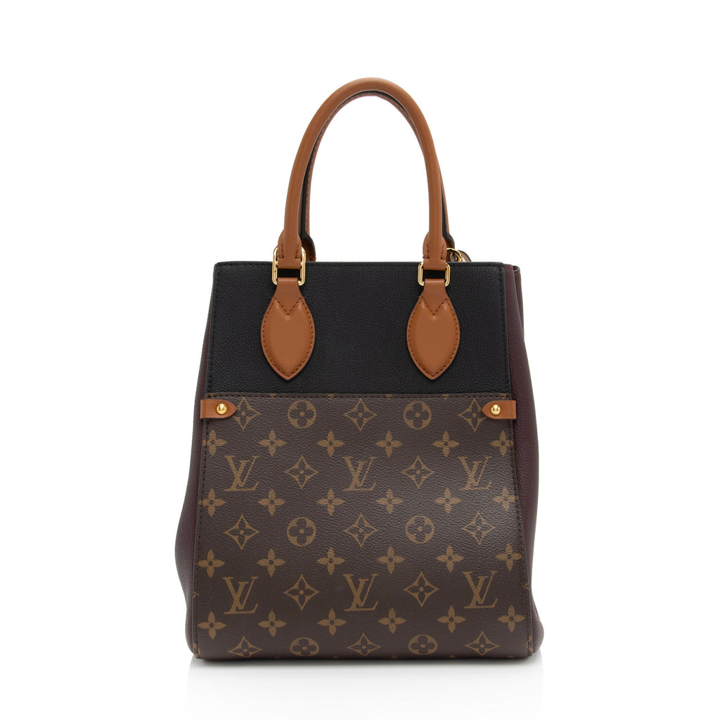 Louis Vuitton Calfskin Monogram Canvas Fold Tote MM (SHF-DEf7bl)