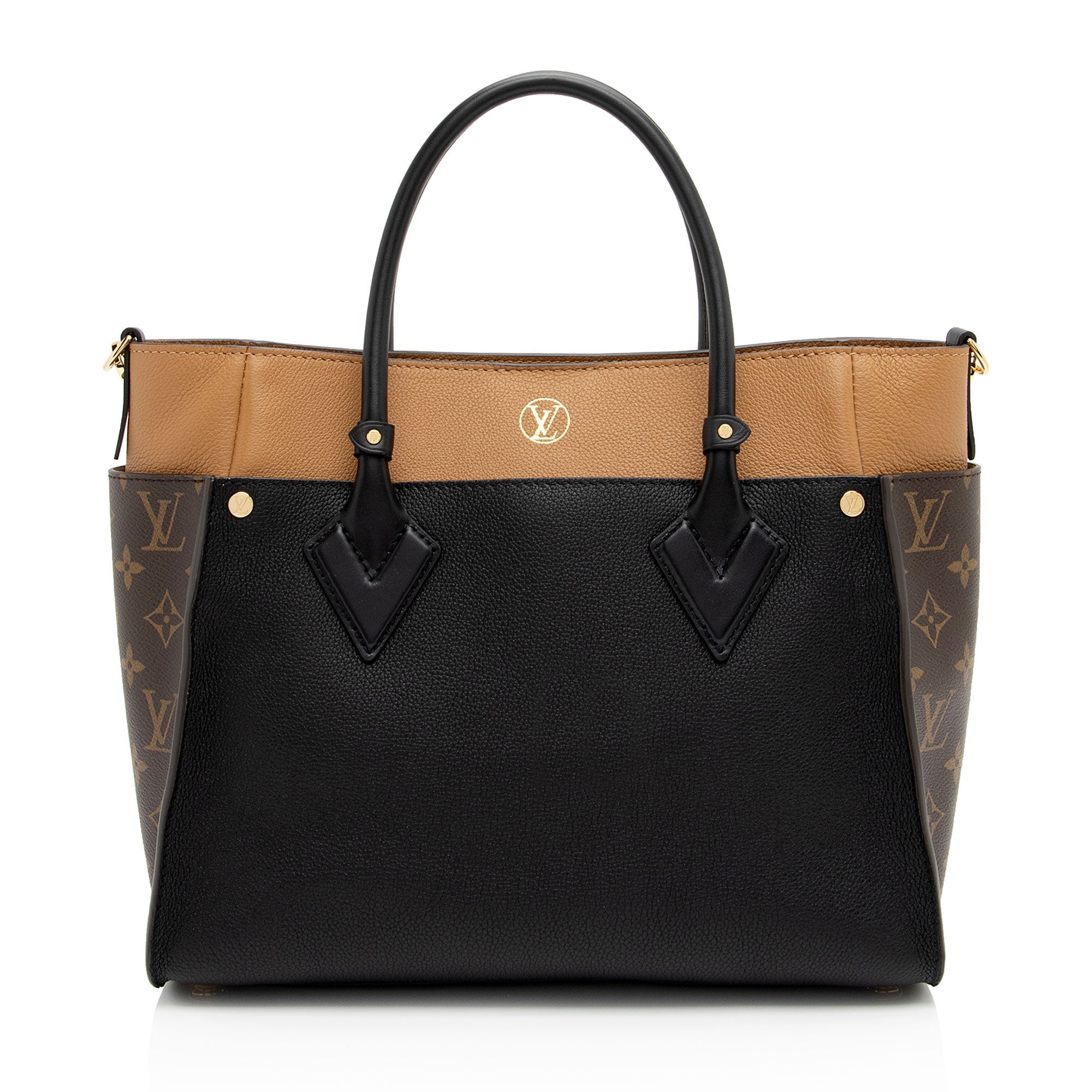 Louis Vuitton Calfskin Monogram Canvas On My Side MM Tote (SHF-bmZRwZ)