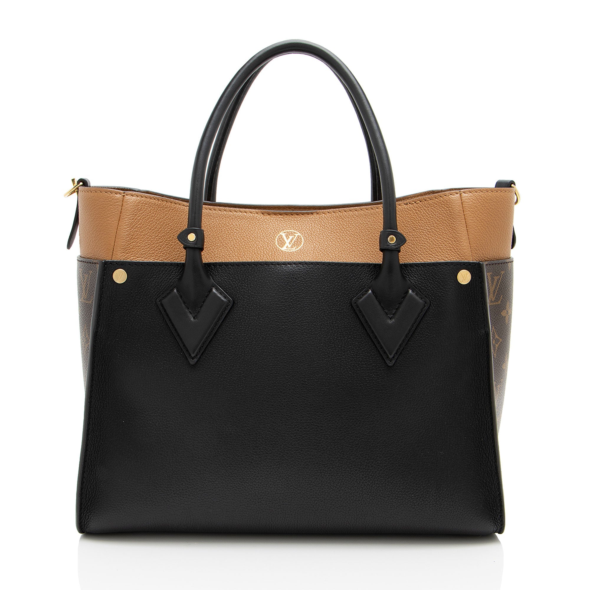 Louis Vuitton Calfskin Monogram Canvas On My Side MM Tote (SHF-vj1OwL)
