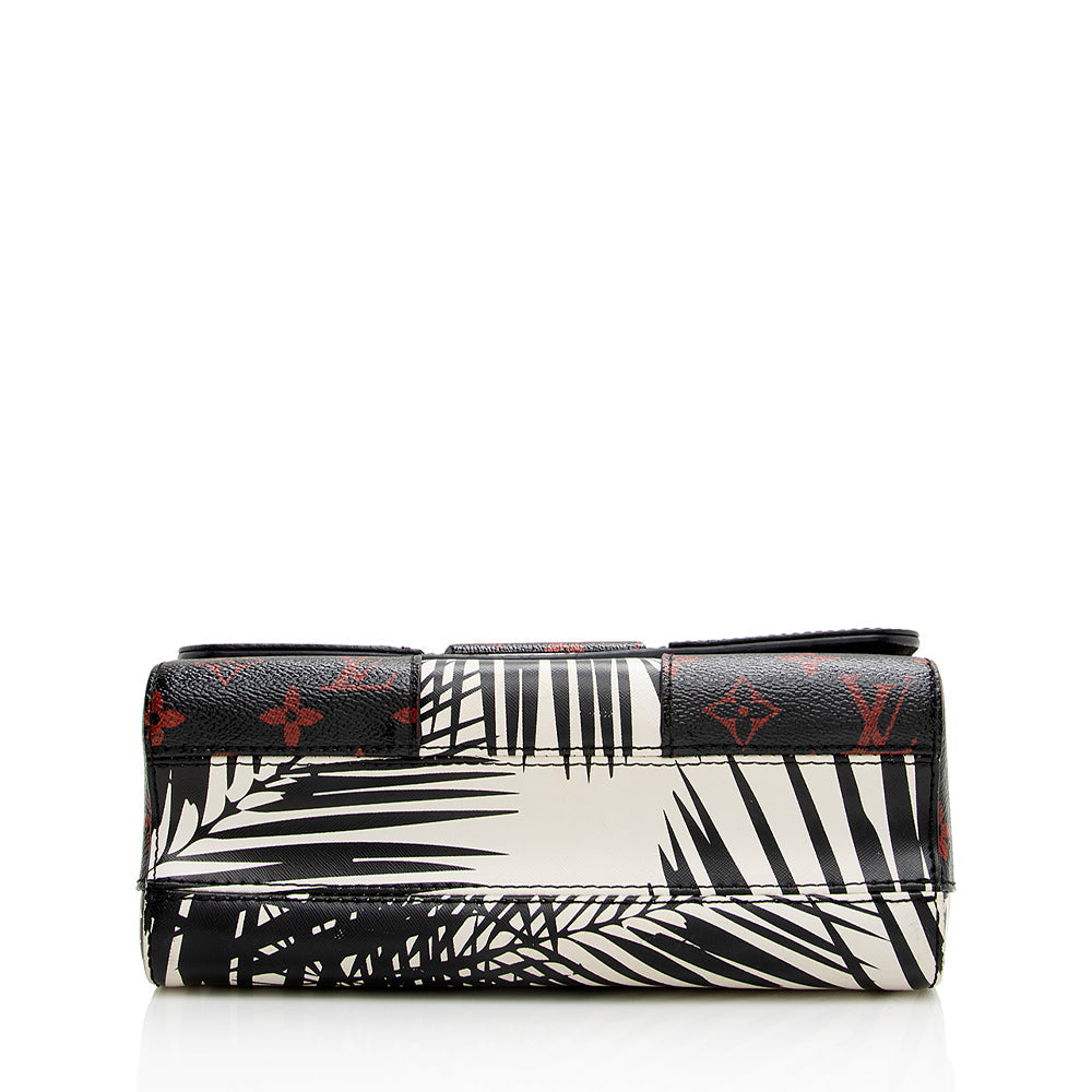 Louis Vuitton Calfskin Palm Print Twist MM Shoulder Bag (SHF-18828)