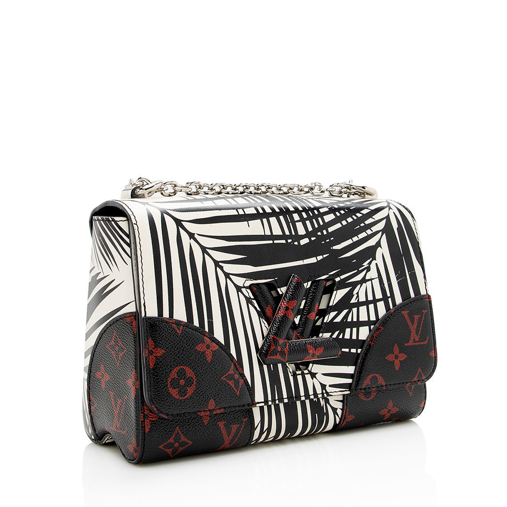 Louis Vuitton Calfskin Palm Print Twist MM Shoulder Bag (SHF-18828)