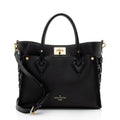 Louis Vuitton Calfskin Tufted Monogram Canvas On My Side MM Tote (SHF-rALkar)