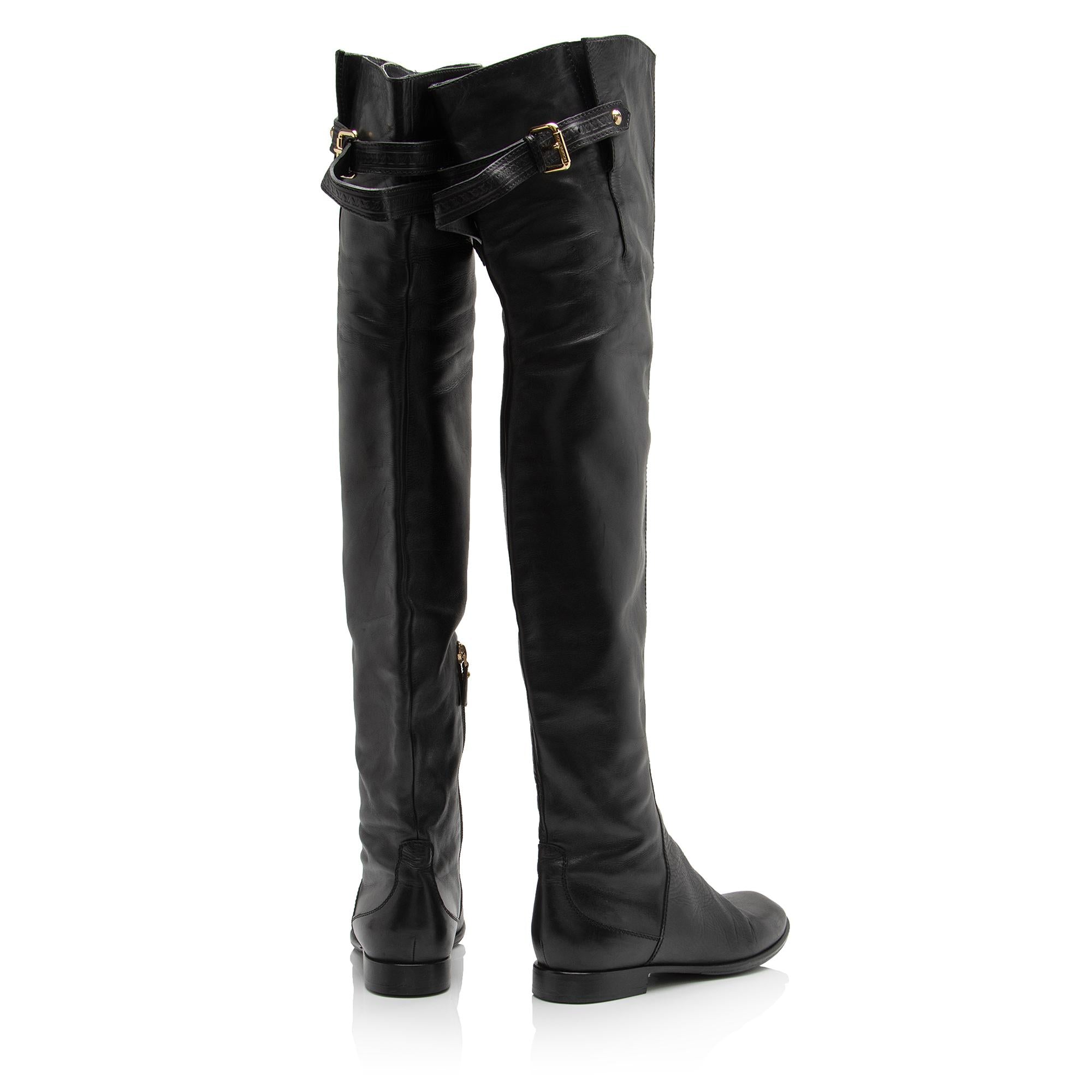 Louis Vuitton Lambskin LV Over the Knee Boots - Size 7.5 / 37.5 (SHF-rbraiU)