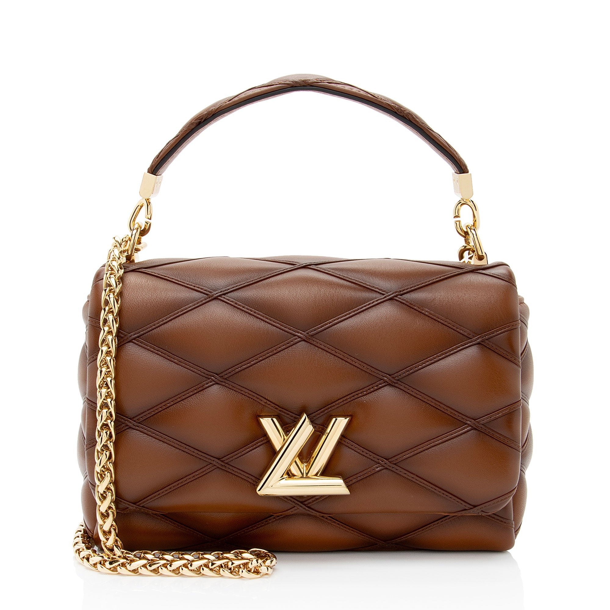 Louis Vuitton Lambskin Malletage GO-14 MM Top Handle (SHF-vVtcbn)