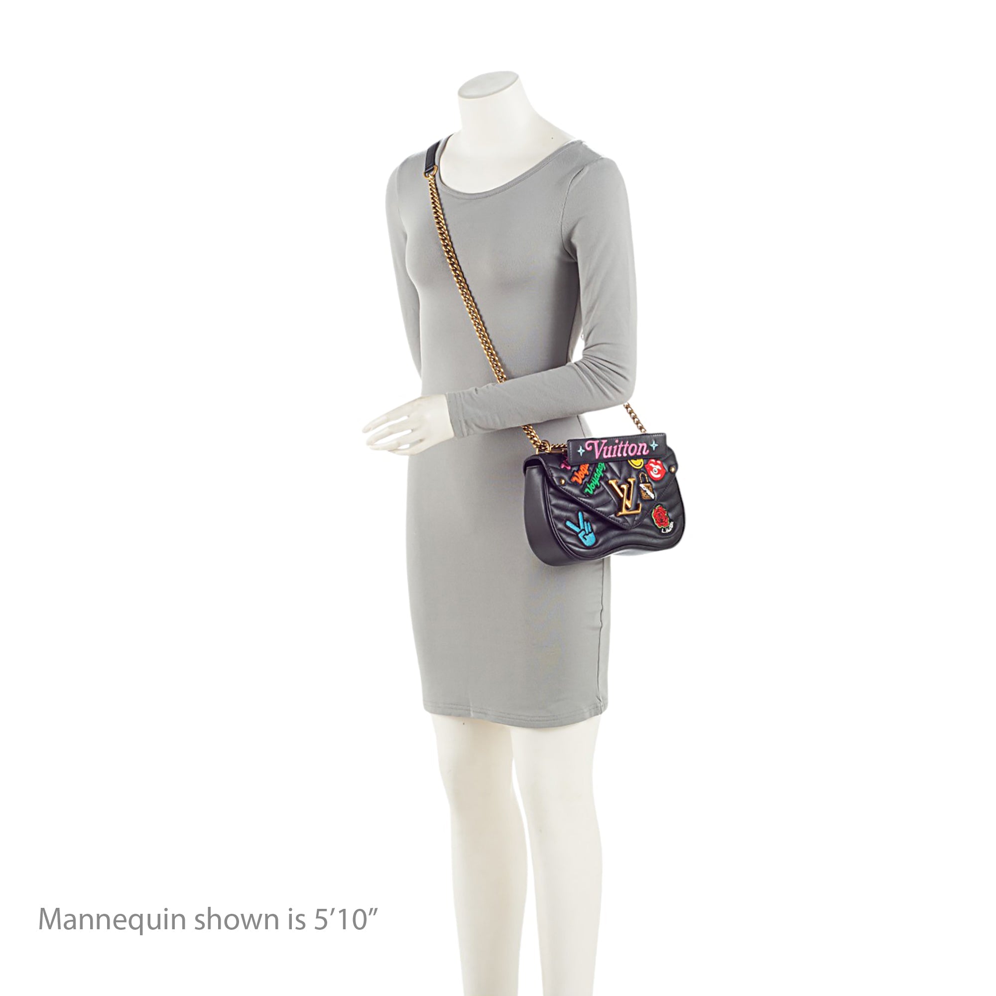 Louis Vuitton Limited Edition Calfskin Patches New Wave Chain MM Shoulder Bag (SHF-rK1e8I)