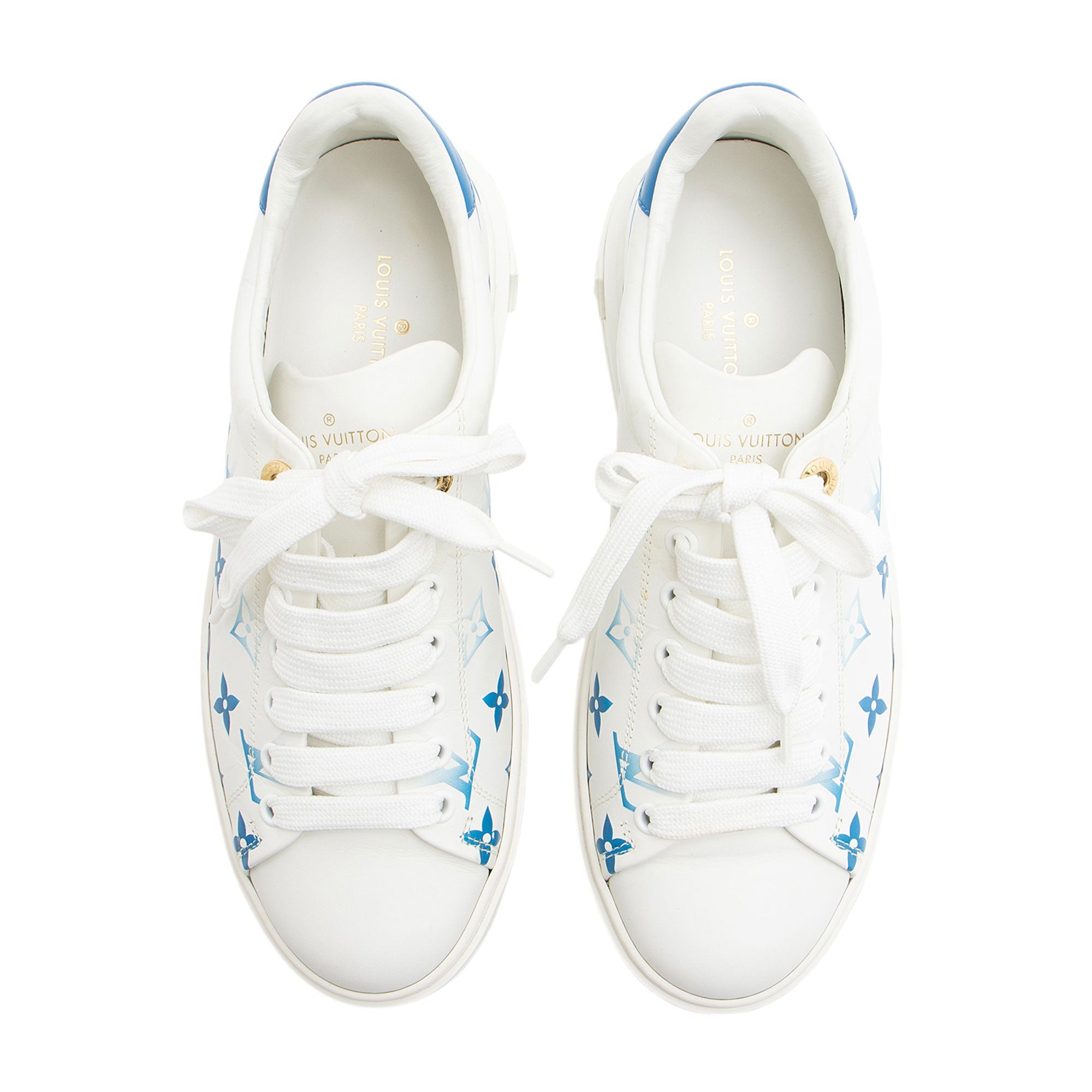 Louis Vuitton Monogram Calfskin Time Out Sneakers - Size 7.5 / 37.5