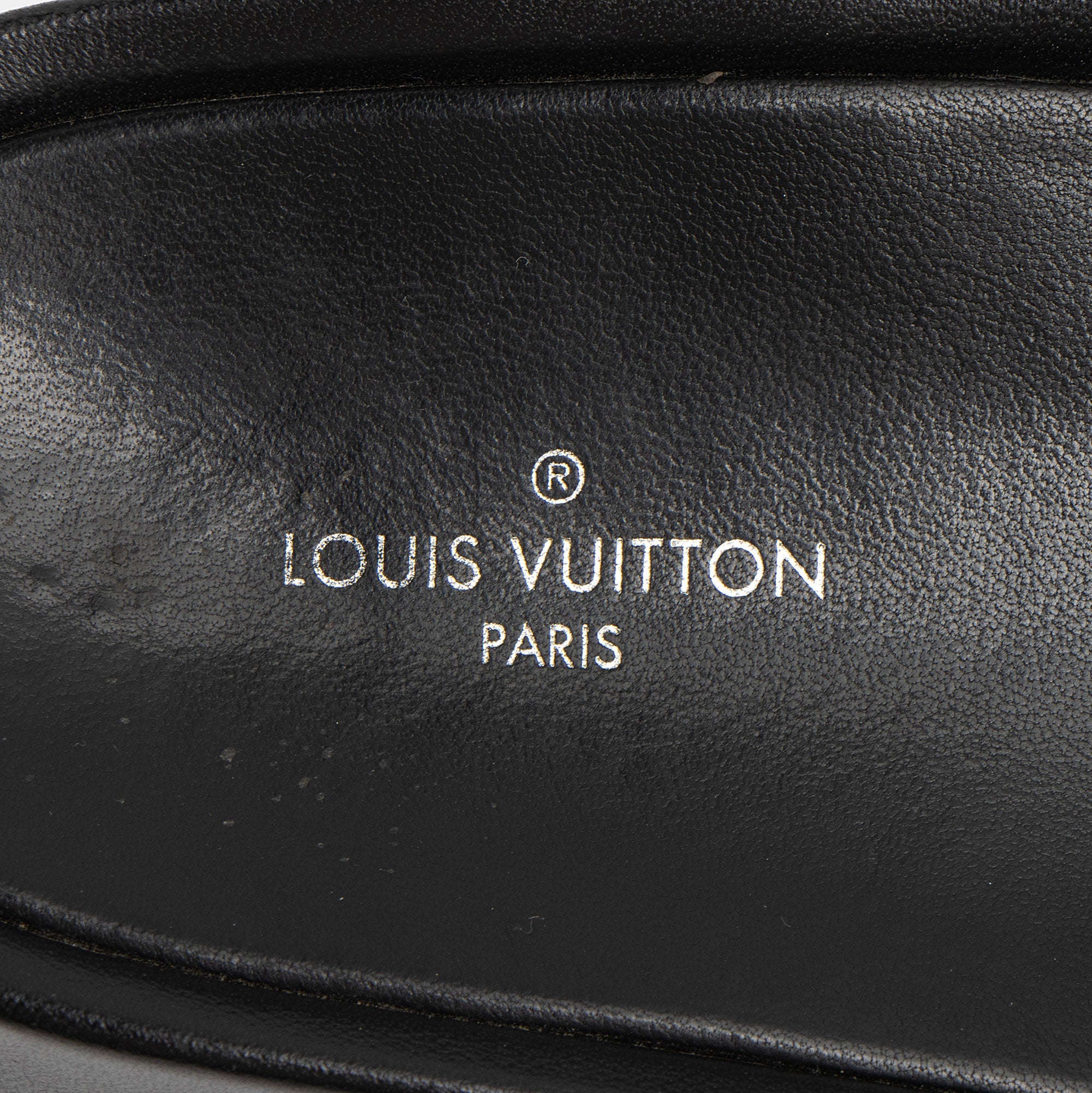 Louis Vuitton Monogram Embossed Lambskin Flatform Slide Sandals - Size 6 / 36