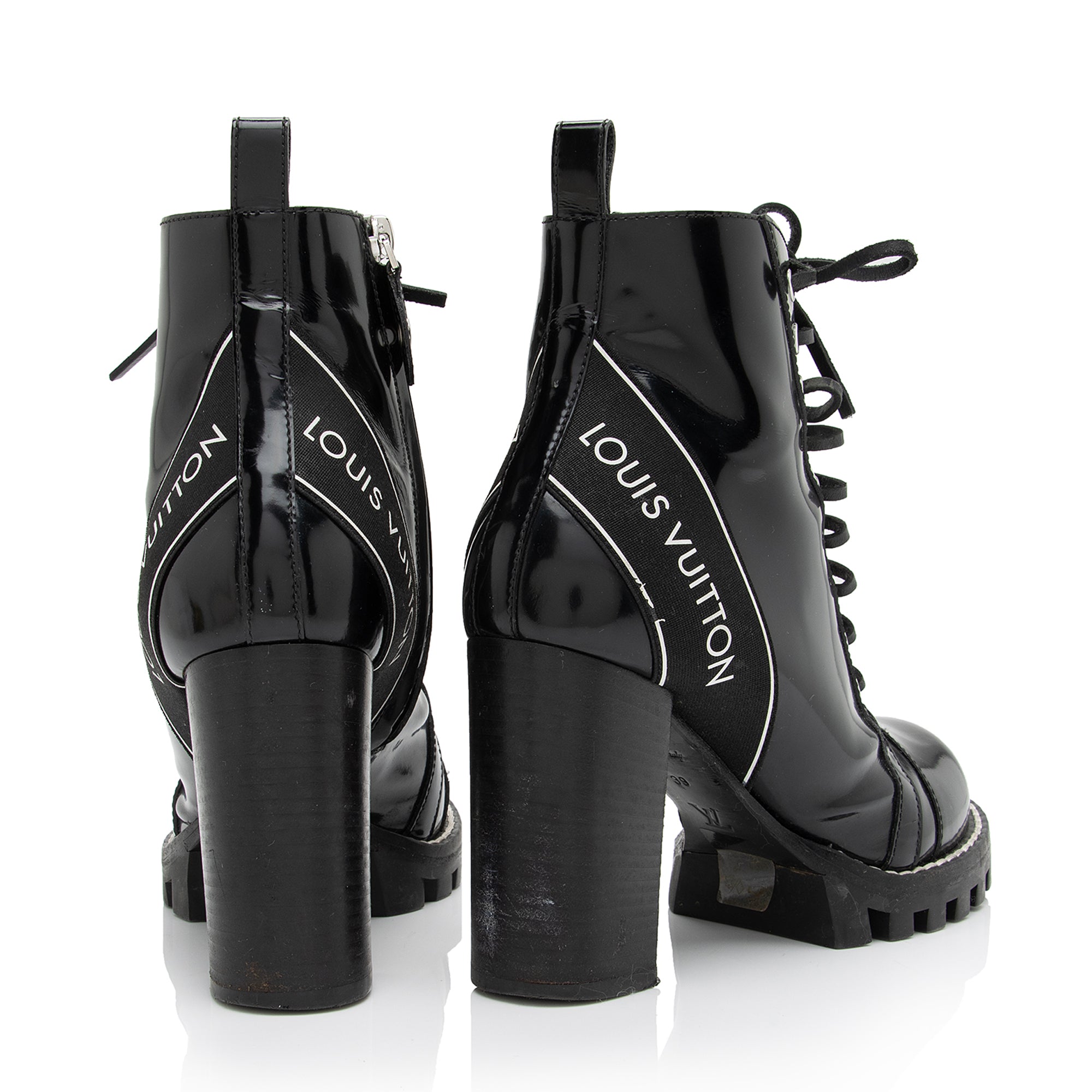Louis Vuitton Patent Calfskin Logo Star Trail Ankle Boots - Size 9 / 39 (SHF-zRYNNb)