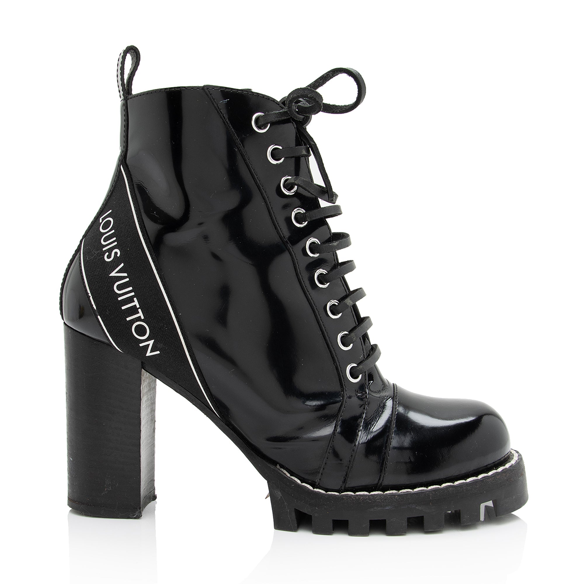 Louis Vuitton Patent Calfskin Logo Star Trail Ankle Boots - Size 9 / 39 (SHF-zRYNNb)