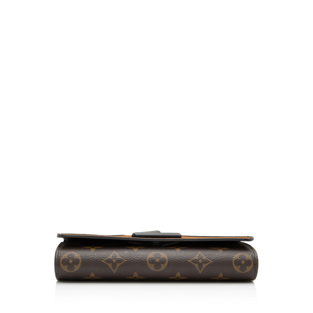 Louis Vuitton Suede Calfskin Wild Leopard Print Twist Chain Wallet (SHF-640zA2)