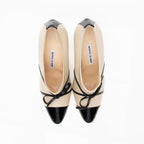 Manolo Blahnik Lambskin Bow Cap Toe Ankle Booties - Size 9.5 / 39.5 (SHF-23878)