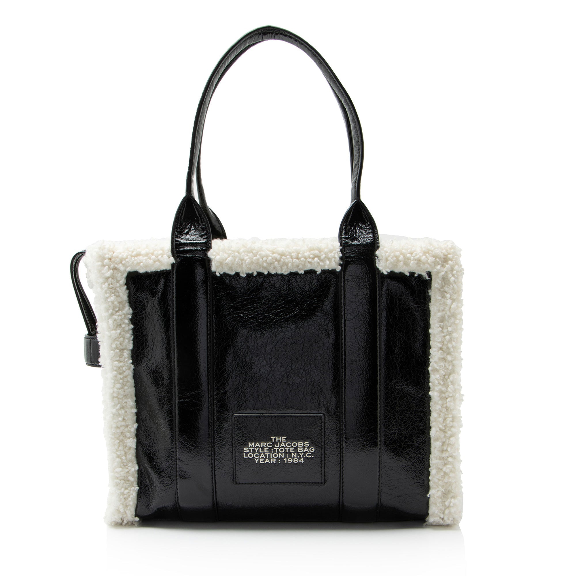 Marc Jacobs Crinkled Leather Faux Shearling The Tote Large Bag