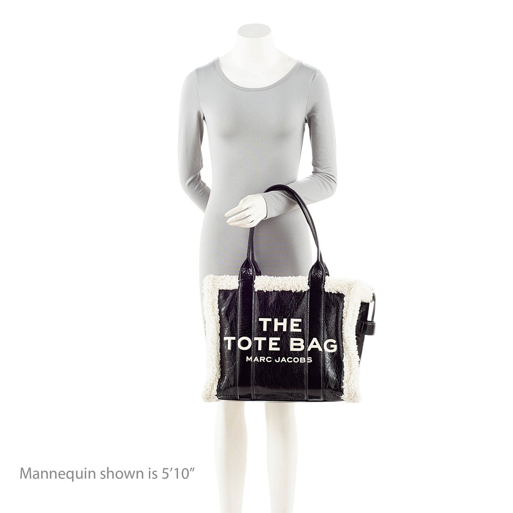Marc Jacobs Crinkled Leather Faux Shearling The Tote Large Bag