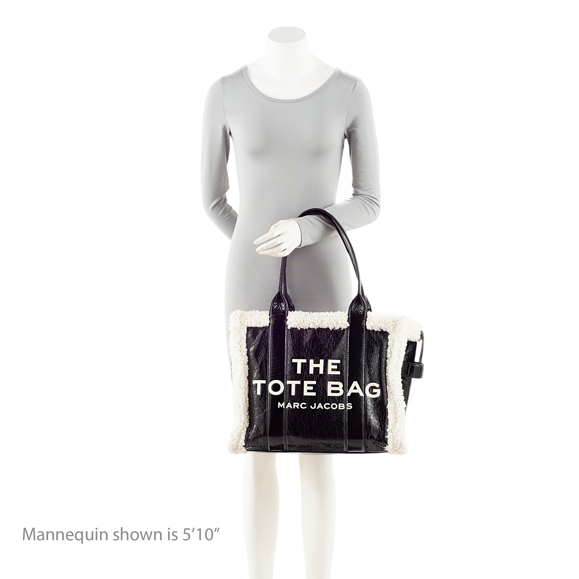 Marc Jacobs Crinkled Leather Faux Shearling The Tote Large Bag