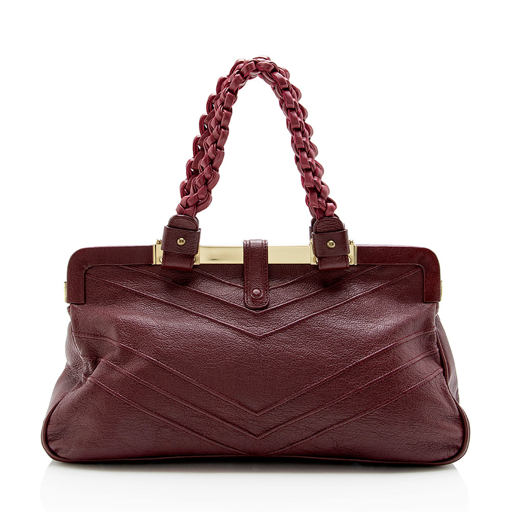 Marc Jacobs Leather Braided Framed Satchel - FINAL SALE (SHF-14123)