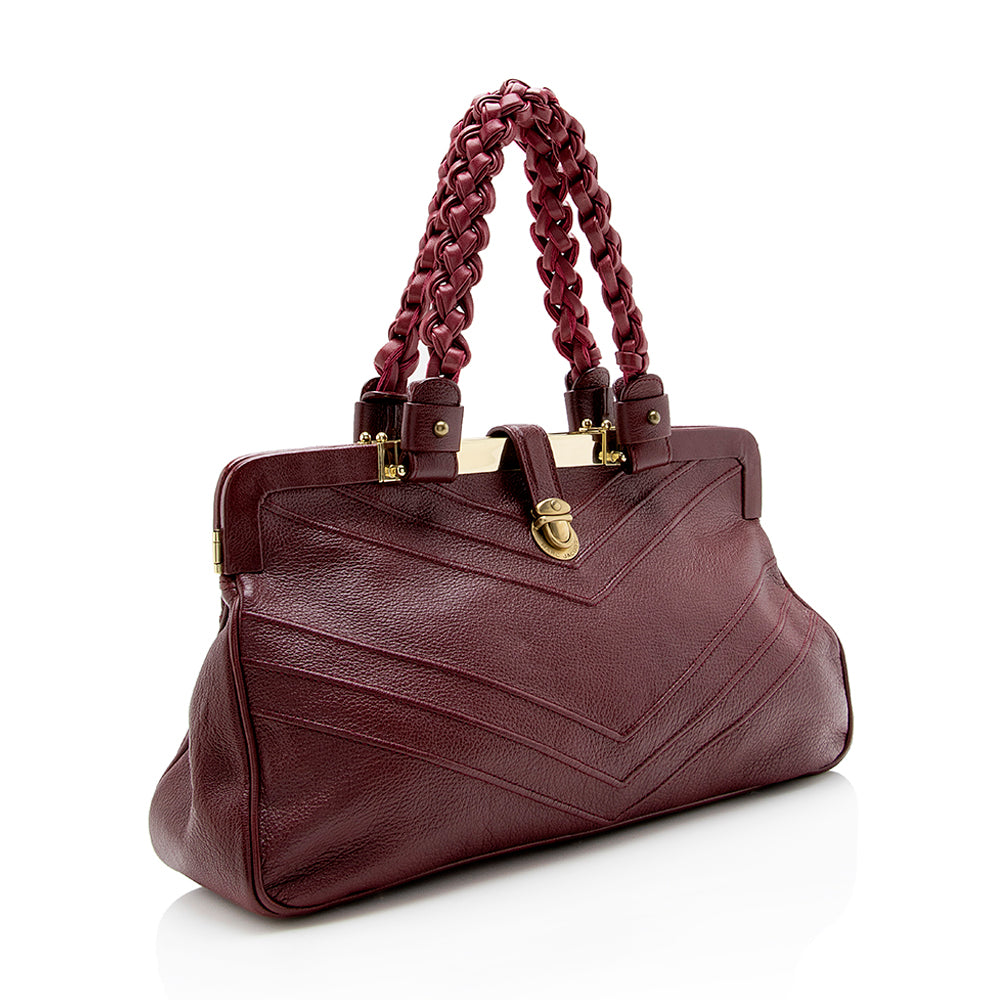 Marc Jacobs Leather Braided Framed Satchel - FINAL SALE (SHF-14123)