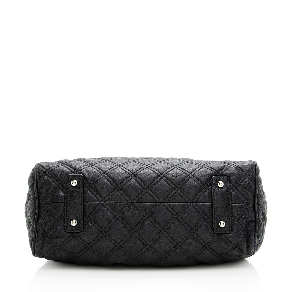 Marc Jacobs Quilted Leather Stam Satchel (SHF-19097)