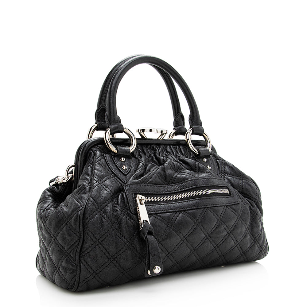 Marc Jacobs Quilted Leather Stam Satchel (SHF-19097)
