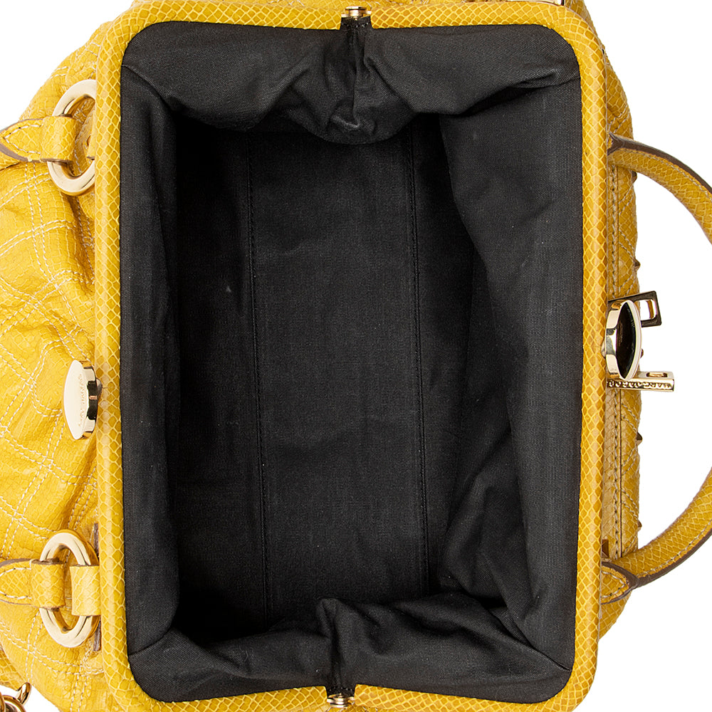 Marc Jacobs Quilted Snakeskin Studded Stam Satchel (SHF-18478)