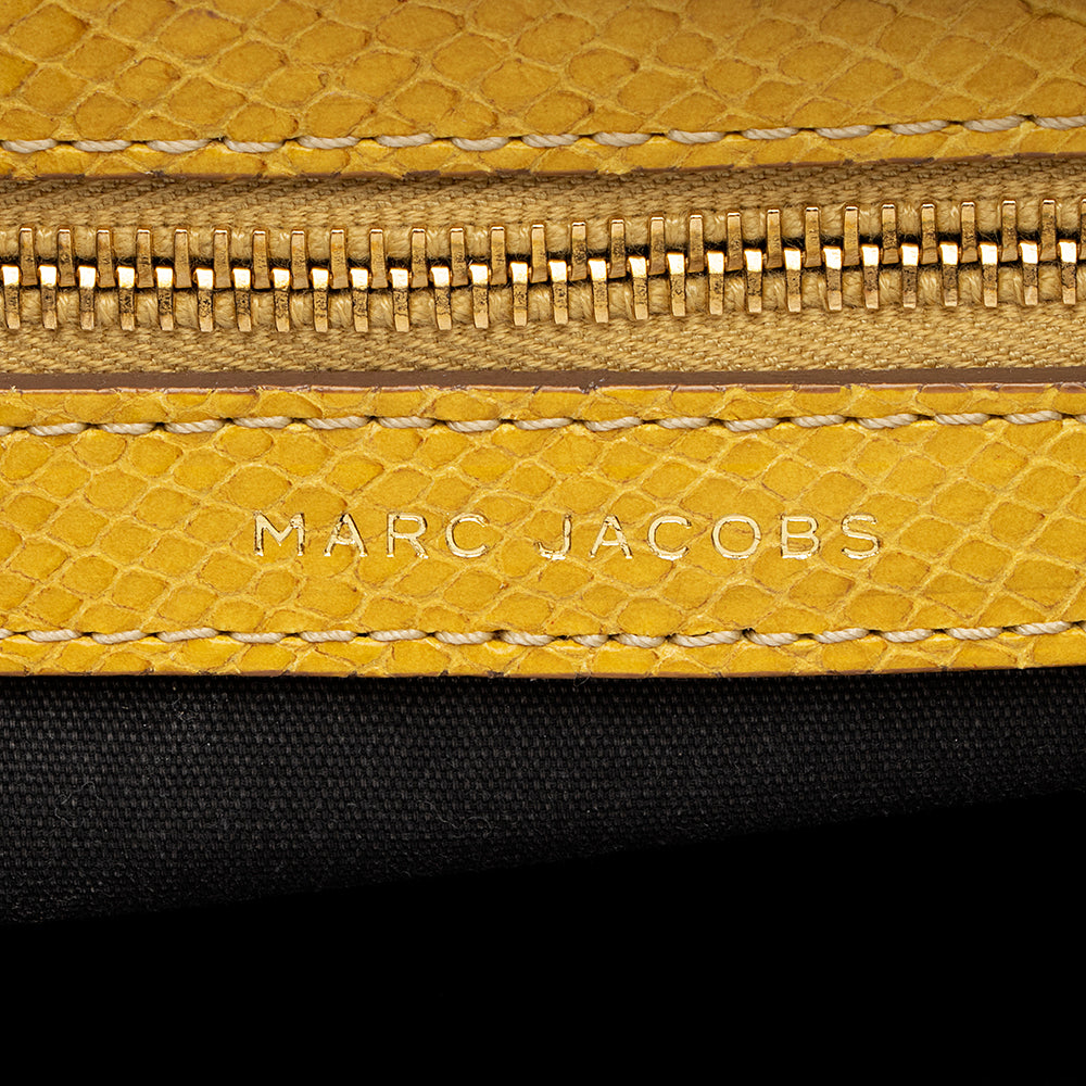 Marc Jacobs Quilted Snakeskin Studded Stam Satchel (SHF-18478)