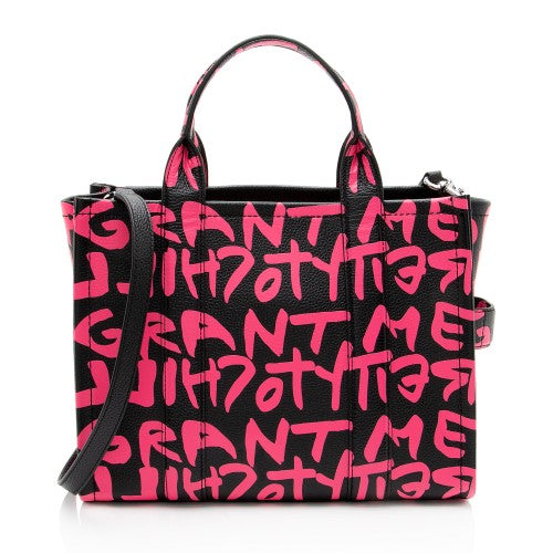Marc Jacobs x Stephen Sprouce Leather Graffiti The Tote Medium Bag