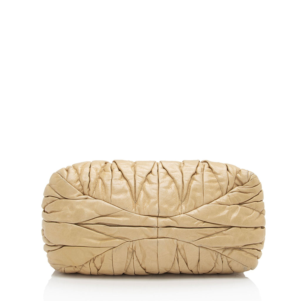 Miu Miu Calfskin Lux Matelasse Bauletto Aperto Satchel (SHF-JstGxR)