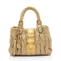 Miu Miu Calfskin Lux Matelasse Bauletto Aperto Satchel (SHF-JstGxR)