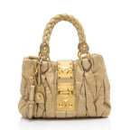 Miu Miu Calfskin Lux Matelasse Bauletto Aperto Satchel (SHF-JstGxR)