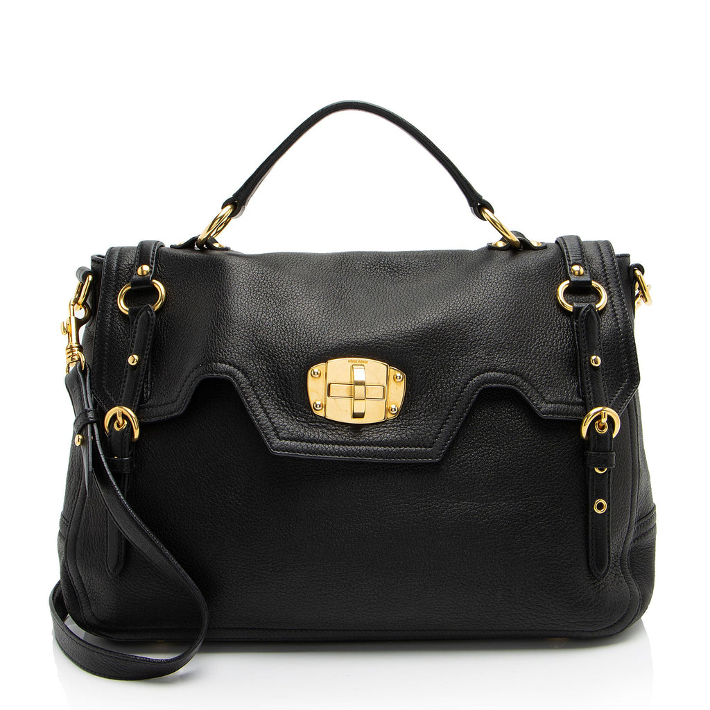 Miu Miu Cervo Turn Lock Flap Top Handle (SHF-l9fCUH)