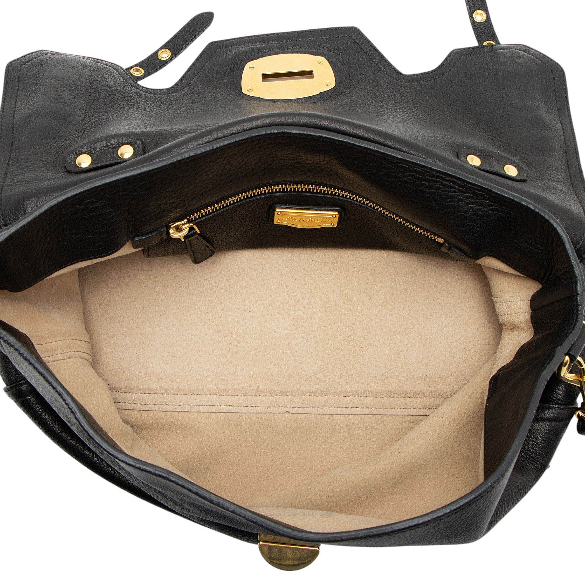 Miu Miu Cervo Turn Lock Flap Top Handle (SHF-l9fCUH)